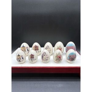 Eggzakly Handcrafted Porcelain Egg Collectibles Birdhouse Set Lot 10 USA Easter